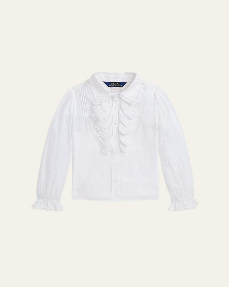 Girl's Ruffled Victorian-Inspired Blouse, Size 2-6X